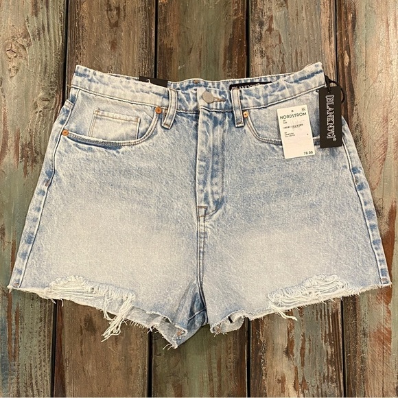 Blank NYC 8 (29) NWT Reeve High-Rise Cutoff Shorts Denim Womens Distressed - Picture 3 of 13